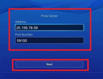 enter your proxy address and port