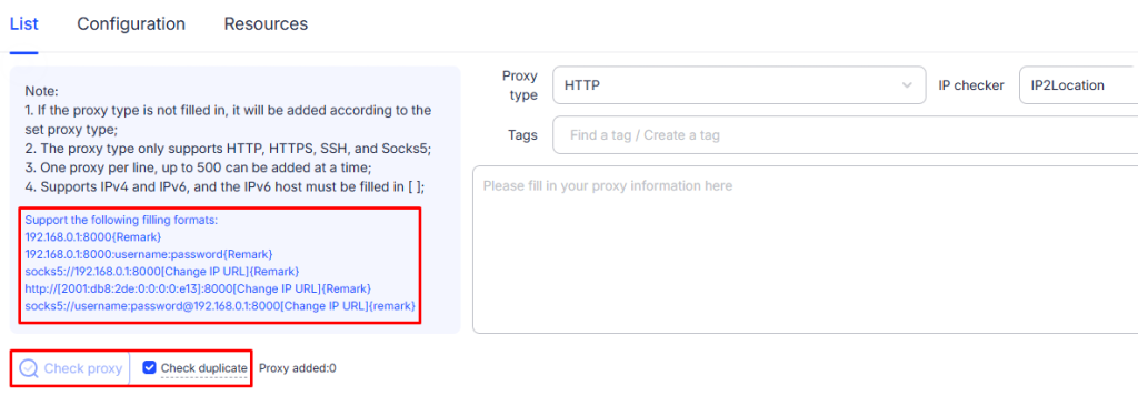 Step 2. Add your list of AdsPower proxies