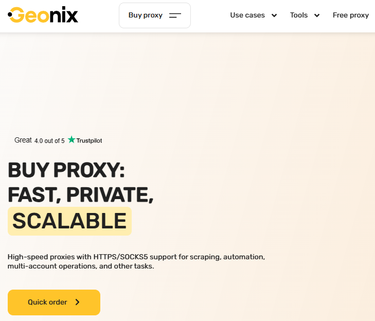 Geonix shared proxy provider main page