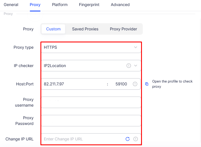 Step 2: Enter the required details of AdsPower proxy
